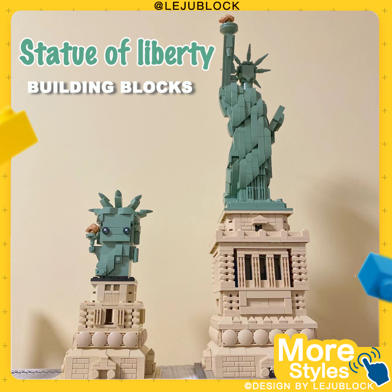 【LEJUBLOCK】เทพีเสรีภาพ บล็อกตัวต่อ ของเล่นเด็ก สถาปัตยกรรมยุโรป ทำเนียบขาว นาโนบล็อค อาคารเอ็มไพร์ ของขวัญวันเกิด ของขวัญแฟน nanoblock toy Statue of Liberty lego เลโก้