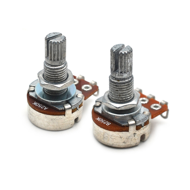 2 ชิ้น A500 K/B500K แยกเพลา 18 มิลลิเมตรกีตาร์ Volume Tone Pot Pot Pot Potentiometer สําหรับ ELectric กีตาร์เบส