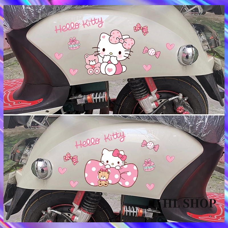 Hl Kitty สติกเกอร์ ลายการ์ตูนคิตตี้น่ารัก กันน้ํา สําหรับติดตกแต่งรถยนต์ รถจักรยานยนต์