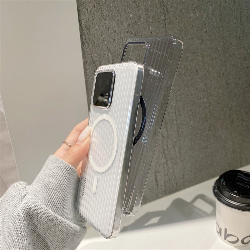 สําหรับ XiaoMi 14 13 Ultra mi 15 Pro กรณีลูกฟูกรูปแบบ Slim ผิว Frosted HD โปร่งใส PC Hard ไร้สายแม่เหล็กปลอก ราคา ถูกที่สุด ดีลบีเคเค แกลเลอรีภาพที่ 8