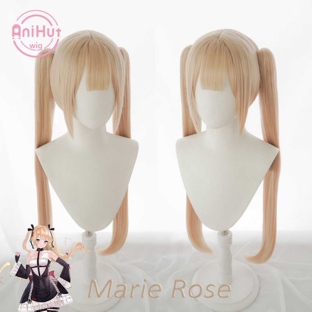 【Anihut】Marie Rose Cosplay Wig Game Azur Lane Dead Or Alive Blonde Heat Resistant Synthetic Hair