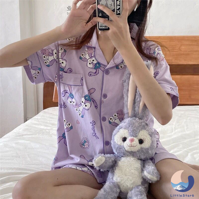 ลายสุดอิต แขนขาสั้นผ้าคอตตอน งานสวย งานเรียบ งานน่ารัก มีหลายแบบให้เลือก Cartoon pattern pajamas【LittleStar6】