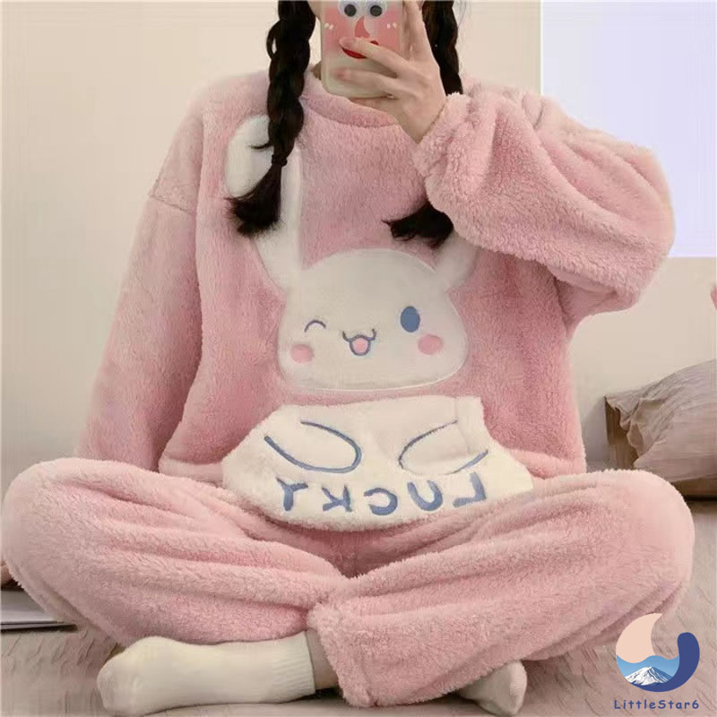 ชุดนอนเด็กผู้หญิง ชุดนอนน่ารัก ชุดนอน ชุดกํามะหยี่ ชุดนอนกันหนาว velvet pajamas【LittleStar6】