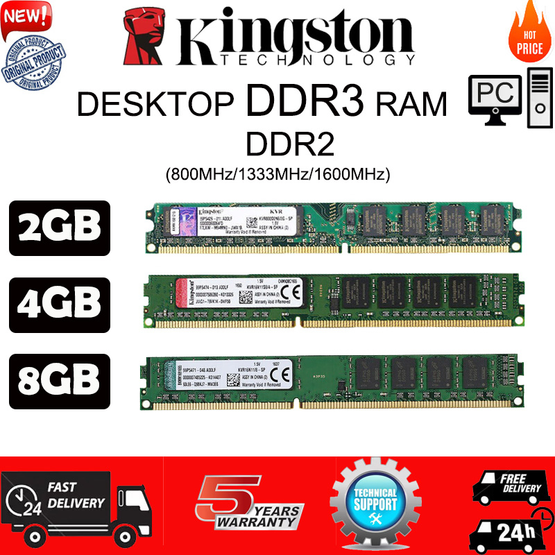Kingston แรมหน่วยความจํา DDR3 1600 1333MHz PC3 12800u 240Pin DDR2 PC2 6400U RAM DIMM 2G 4GB 8GB