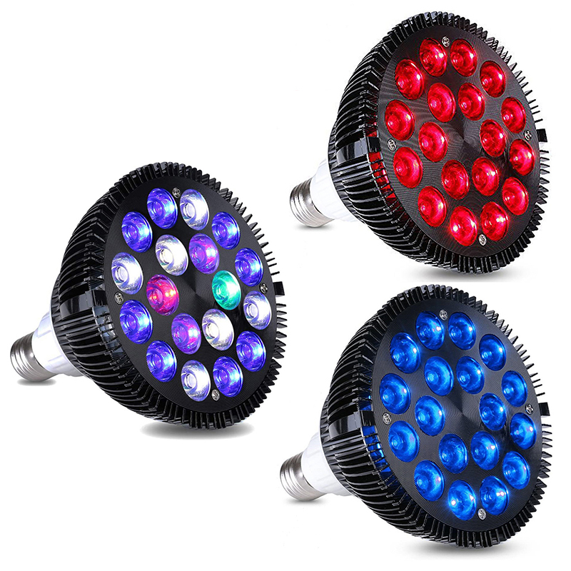 54w LED Aquarium หลอดไฟ E27 Full Spectrum Reef Coral พืชน้ํา Grow ไฟสําหรับน้ําเค็มน้ําทะเลปลาถังแสง