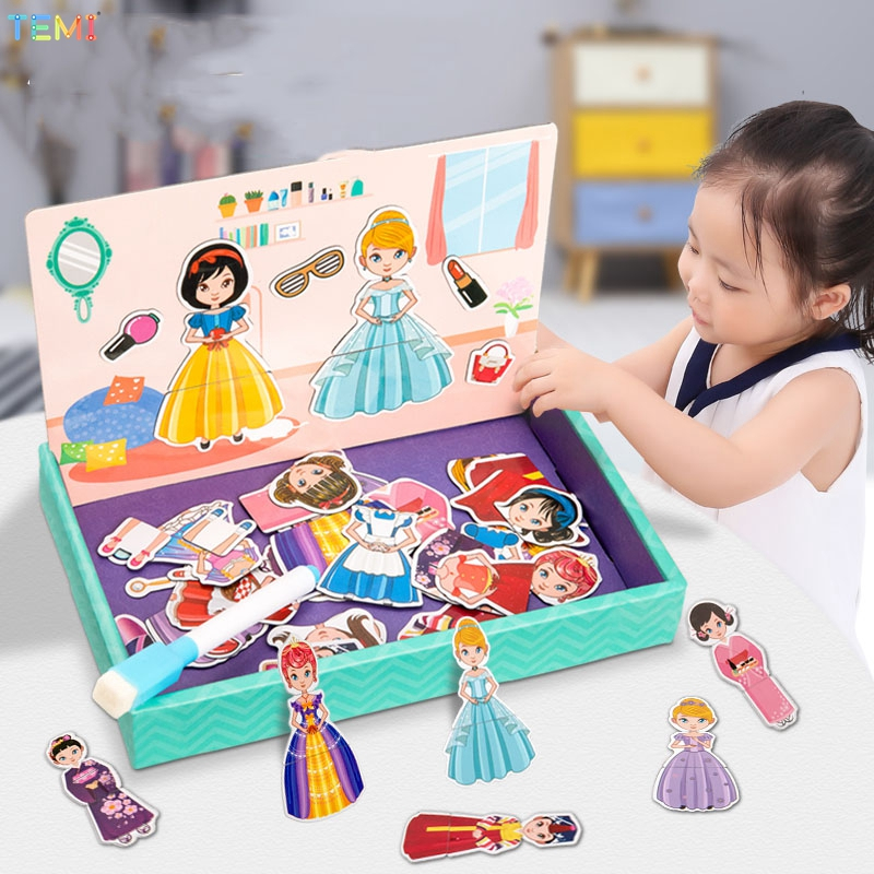 TEMI สุดคุ้ม!! จิ๊กซอว์แม่เหล็ก DIY 1 กล่อง สร้างสรรค์ภาพได้มากถึง 12-18 ภาพ มีภาพตัวอย่างประกอบ แถมฟรี!! ปากไวท์บอร์ด