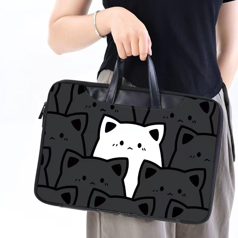 PU Waterproof Computer bag CARTOON CAT laptop bag 16 15 12 13.3inch 14 15.6 inches plus velvet Briefcase