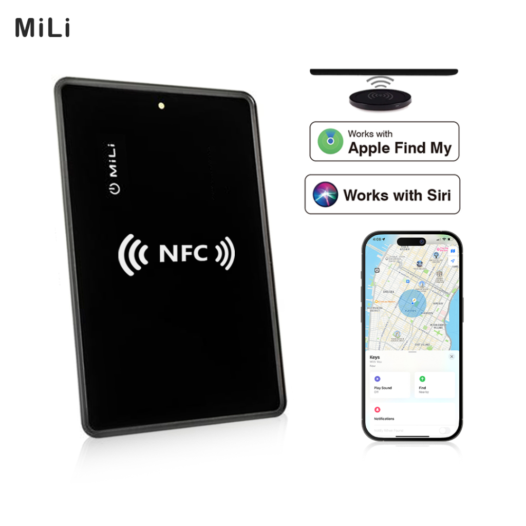 MiLi MiCard การ์ดป้องกันการสูญหายอัจฉริยะ ระยะ 30-50 ม. รองรับ NFC และการชาร์จแบบไร้สาย ทํางานร่วมกับ Apple Find My