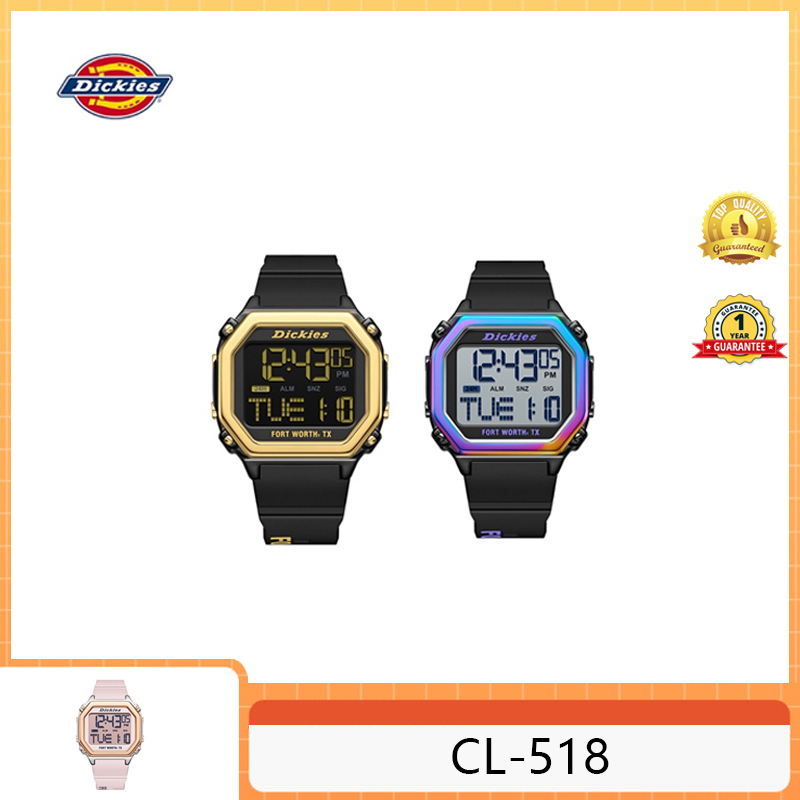 Dickies CL-518 นาฬิกาข้อมืออิเล็กทรอนิกส์ อเนกประสงค์ สีดํา สีทอง สําหรับผู้ชาย และผู้หญิง