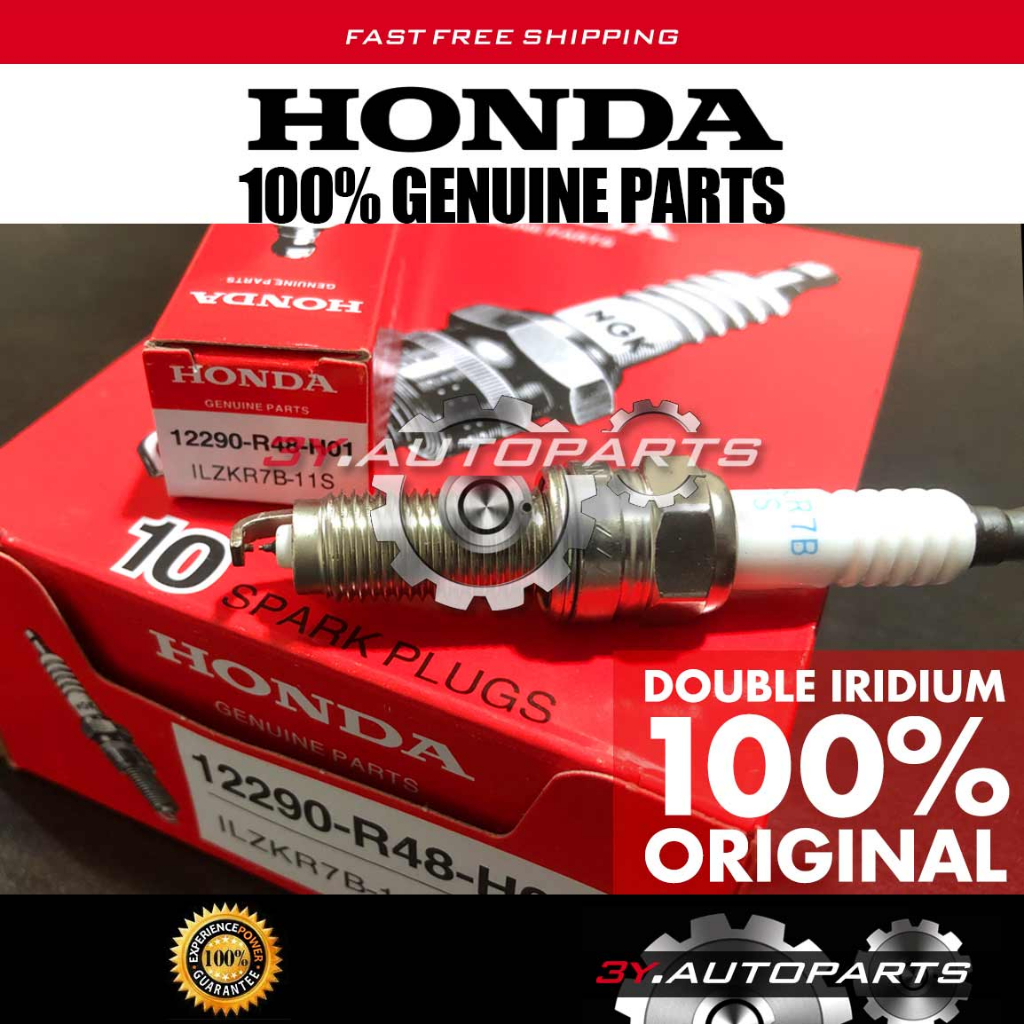 ใหม่ HONDA 100% 12290-R48-H01 Double iridium (4ชิ้น) หัวเทียนNGK ILZKR7B-11S Civic FB1 FB2 FC 1.8 HR