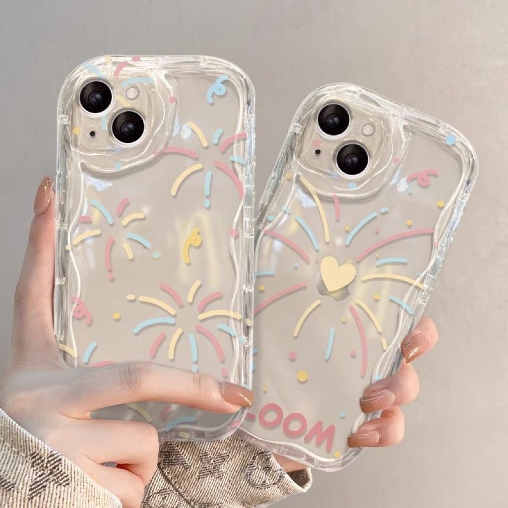 เคสโทรศัพท์ ซิลิโคนนิ่ม กันกระแทก ลายดอกไม้ไฟ หลากสี สําหรับ iPhone 15 14 13 12 11 Pro Max XR X Xs Max 7 8 Plus SE2020