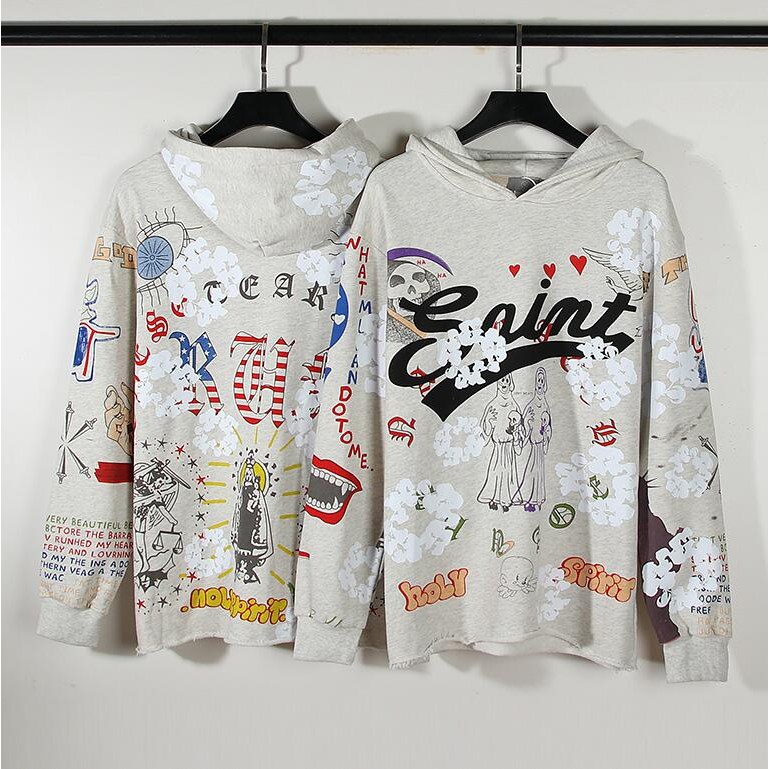 SAINT DENIM Tear Cotton Sports Hoodie แขนยาว Plus Size เสื้อกันหนาวมีฮู้ดสําหรับผู้ชายและผู้หญิง