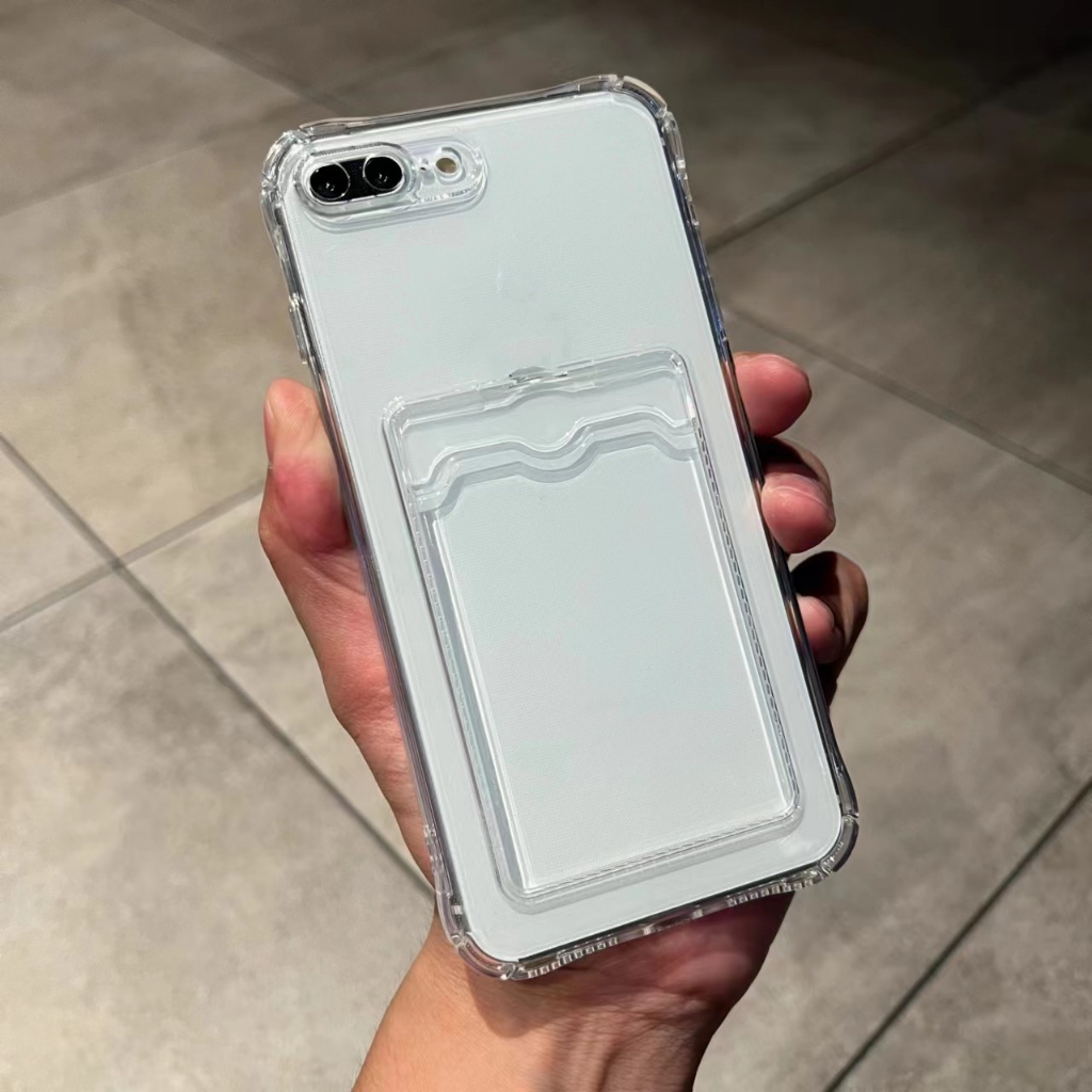 เคสโทรศัพท์มือถือแบบใส กันกระแทก พร้อมช่องใส่บัตร สําหรับ iPhone 7 8 Plus X XS Max 11 12 13 14 15 pro Max 14Plus 15Plus