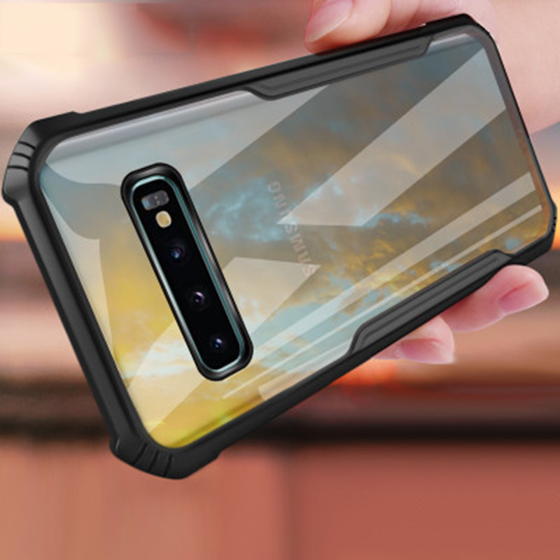 SAMSUNG สําหรับSamsung Galaxy S10 S9 S8 Plus Ultra S10 Lite S10e S7 EDGEกรณีถุงลมนิรภัยShockpoof Shellโปร่งใสรูปแบบปกหลังเลนส์ป้องกันกรณี