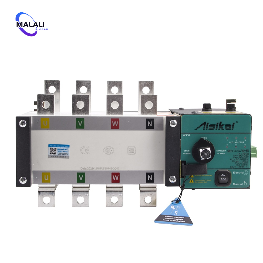 ของแท้ Aisikai 400A 4P ATS สวิตช์ควบคุมวงจรดีเซลอัตโนมัติ สําหรับเครื่องกําเนิดไฟฟ้า