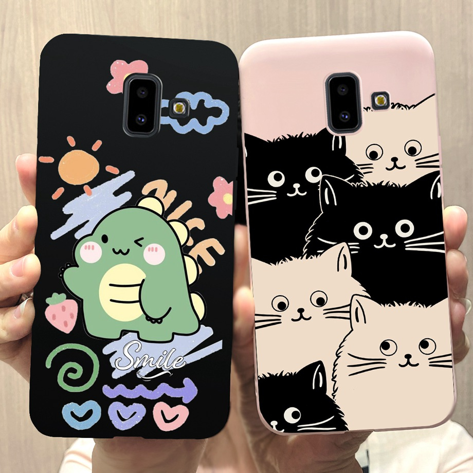 เคสโทรศัพท์ซิลิโคน แบบนิ่ม ลายไดโนเสาร์ และแมว สําหรับ Samsung Galaxy j6+ j6 2018 J600F DS j6 Plus 2
