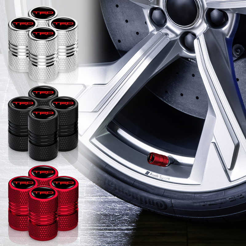 ฝาครอบวาล์วล้อรถยนต์ อลูมิเนียม กันรั่ว สําหรับ Toyota TRD Hilux Prado Corolla Camry Tacoma Yaris RAV4 Tundra Allion Hub 4 ชิ้น