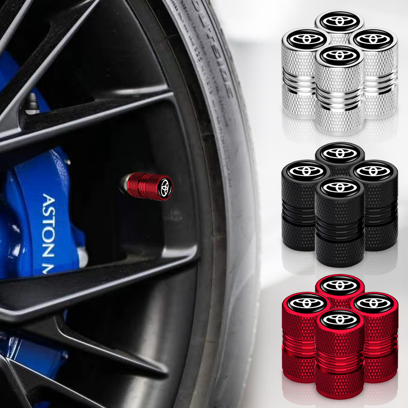ฝาครอบยางล้อรถยนต์ กันสนิม ลายโลโก้ สําหรับ Toyota Camry Corolla RAV4 Highlander FJ Cruiser Land Yaris 4 ชิ้น