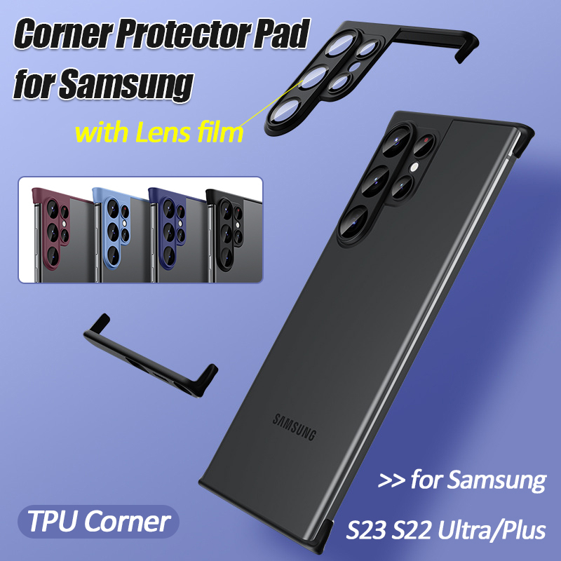 เคสซิลิโคนนิ่ม พร้อมฟิล์มกระจกนิรภัยกันรอยเลนส์กล้อง สําหรับ Samsung S23 S22 Plus Ultra