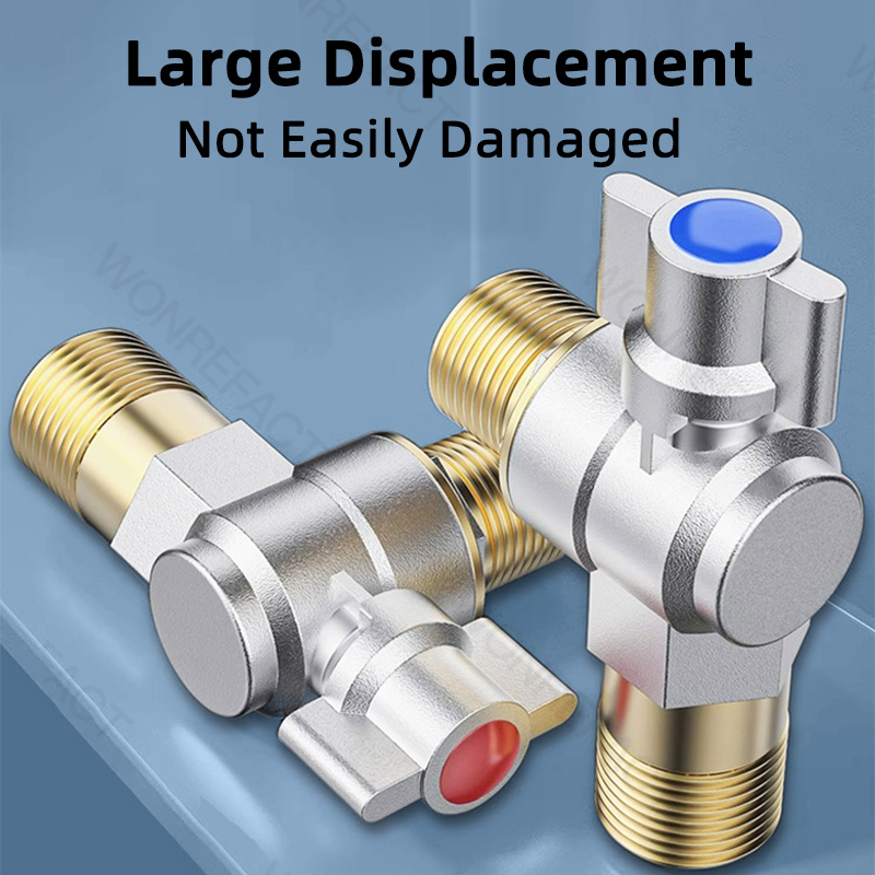 วาล์วน้ำเข้า-ออกทางใหญ่ น้ำไหลแรงสะใจ วัสดุทองเหลืองชุบโครเมี่ยม ทนทานงานหนัก - รูปที่ 2