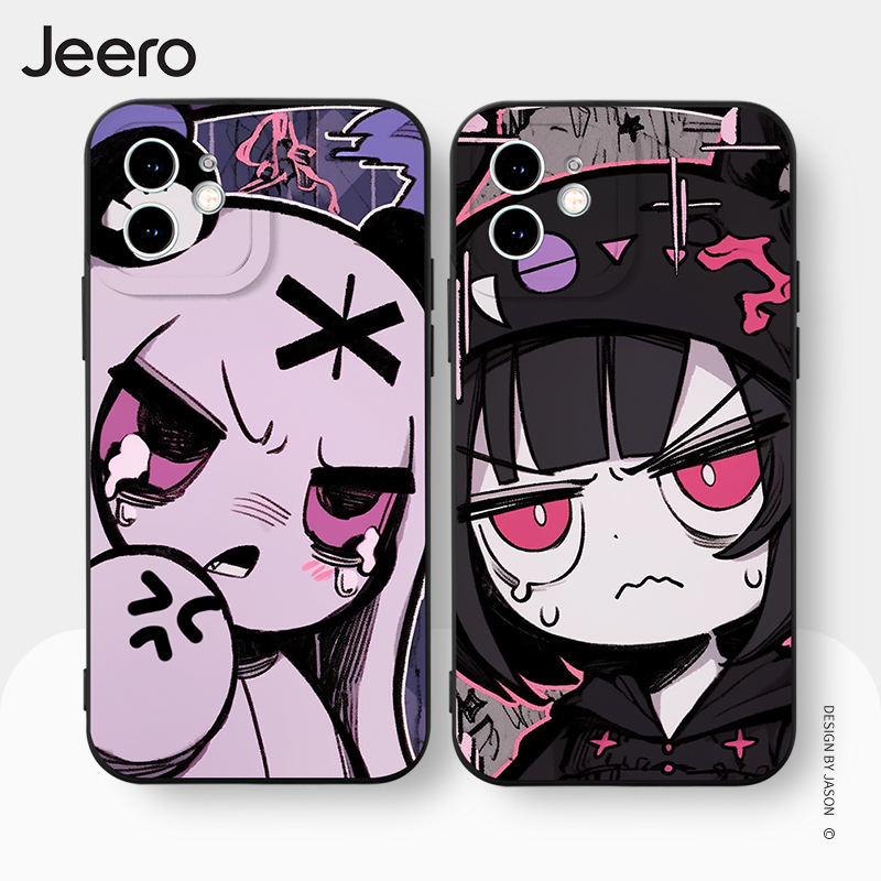 Jeero เคสคู่ เคสไอโฟน คู่รัก กันกระแทกซิลิโคนนุ่มการ์ตูนน่ารักตลก เคสโทรศัพท์ Compatible for iPhone 16 15 14 13 12 11 Pro Max SE 2020 X XR XS 8 7 Plus พลัส HFE2981