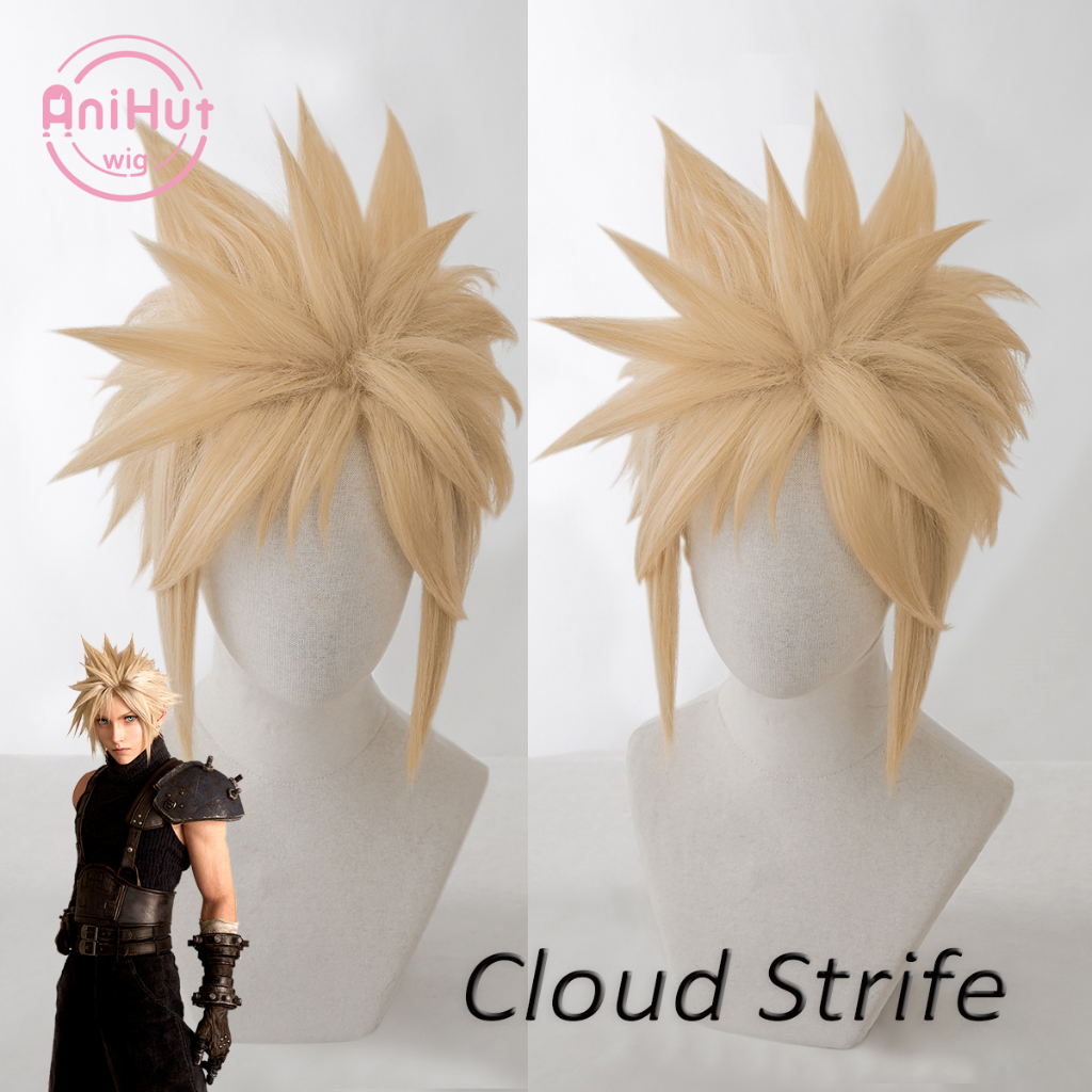 【AniHut】Cloud Strife Cosplay Wig Final Fantasy VII Remake 28cm/11.02inch Blonde Heat Resistant Synthetic Hair