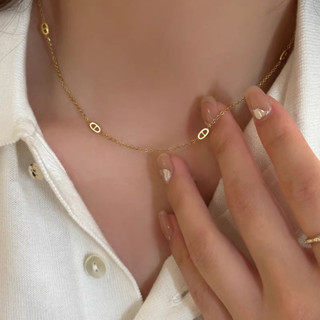 จากไทย 1วันถึง💕สร้อยคอ สายโซ่ จี้รูปจมูกหมู หรูหรา เข้ากับทุ…