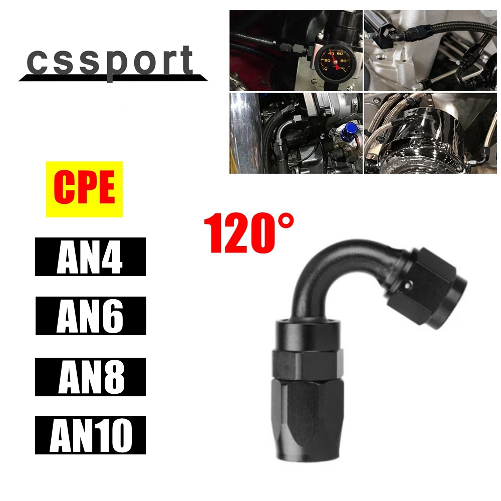 An4/6/8/10 อะแดปเตอร์ข้อต่อท่อน้ํามันเชื้อเพลิง อลูมิเนียม CPE 120 องศา สีดํา
