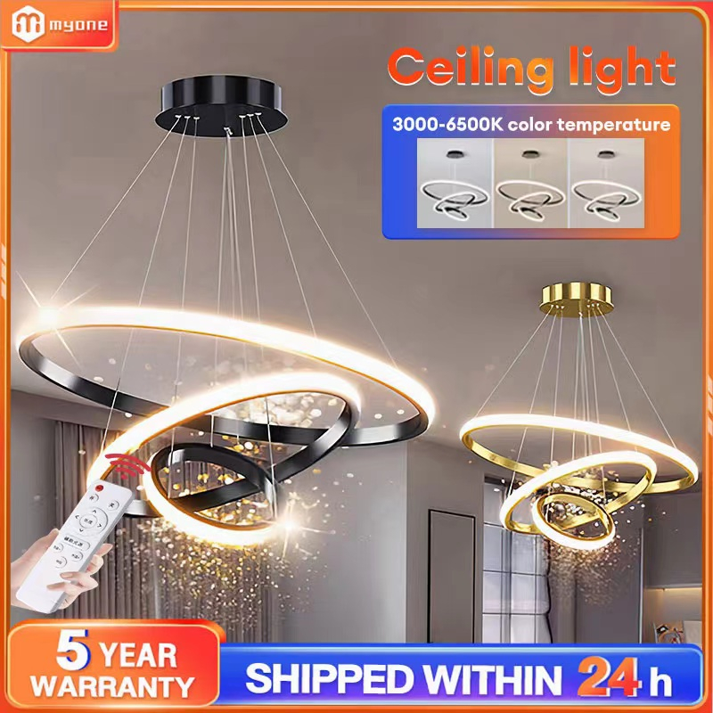 โคมไฟเพดาน led ของตกแต่งห้องนอน ไฟติดเพดาน 3สี โคมไฟติดเพดาน ด้วยรีโมทคอนโทรลสามารถปรับแสงได้