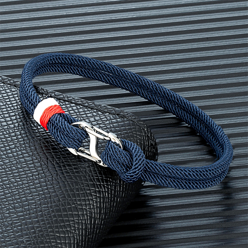 Mkendn แฟชั่นสแตนเลส Double Push Carabiner Clasp Survival เชือกสร้อยข้อมือ Gelang เครื่องประดับคู่สําหรับผู้ชายผู้หญิงคู่