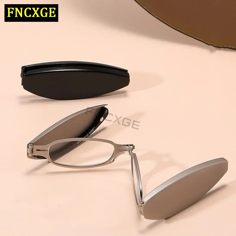FNCXGE ผู้หญิงแฟชั่น แว่นพับได้ ป้องกันรังสี แว่นตากรองแสงสายตายาว เลนส์ถอดได้ ผู้ชาย กรองแสงคอม เฉพาะจุด 1.0 ถึง +4.0