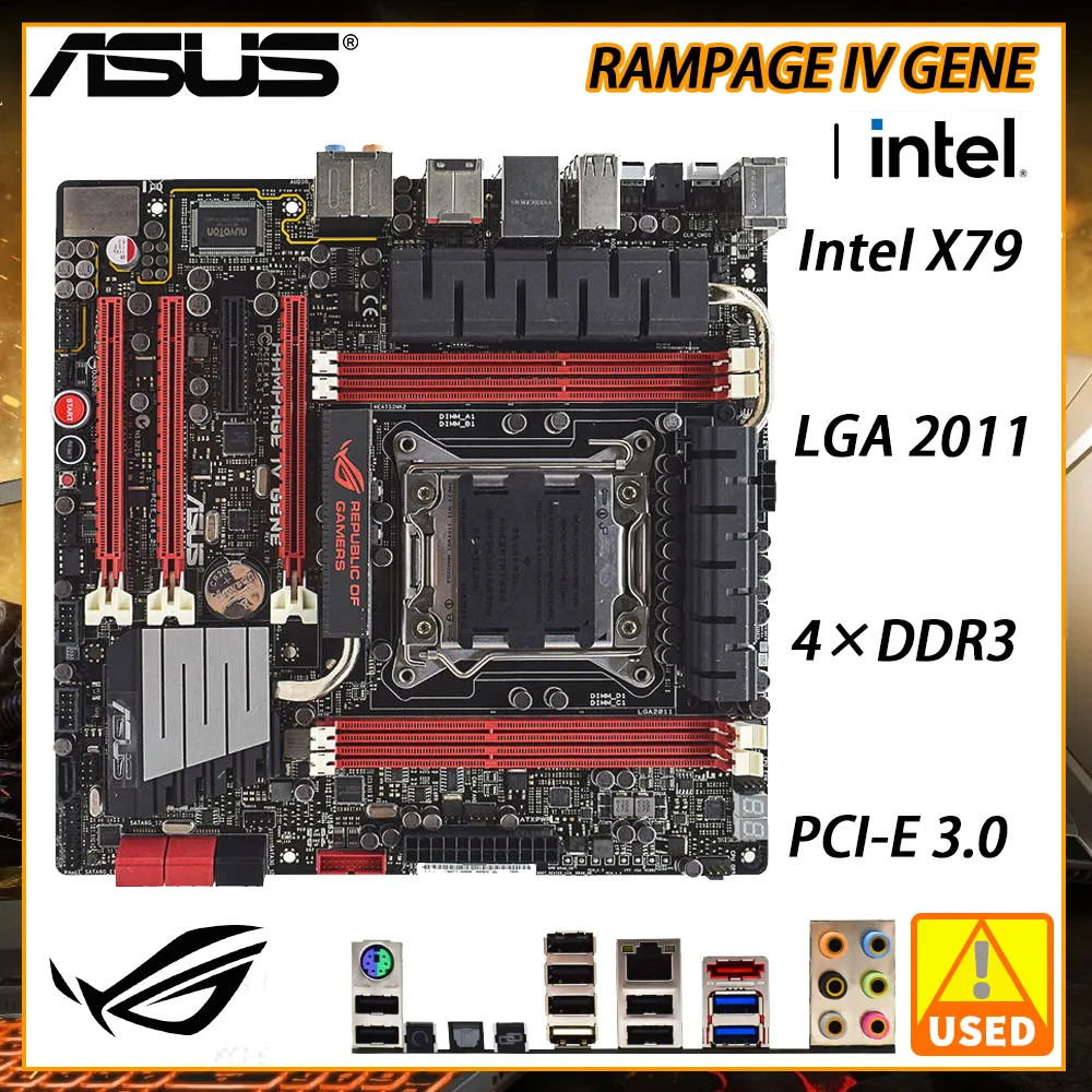 X79 เมนบอร์ด ASUS ROG RAMPAGE IV GENE ชุด DDR3 เมนบอร์ด 2011 Intel Core i7 โปรเซสเซอร์ 64GB 3PCI-E 3