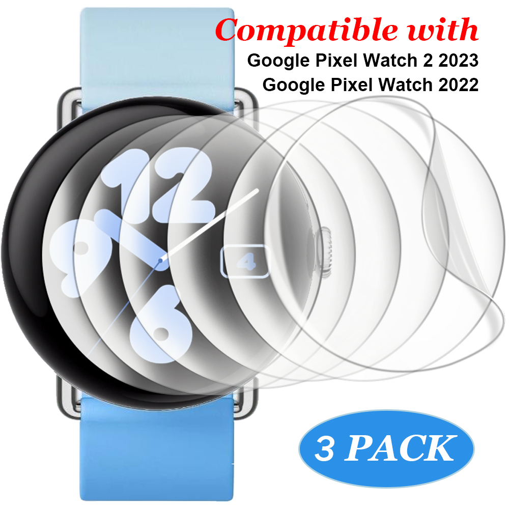 [3 แพ็ก] ฟิล์มกันรอยหน้าจอ Pixel Watch 2 ฟิล์ม Google Pixel Watch 2 TPU นิ่ม (ไม่ใช่กระจก) ฟิล์มใส สําหรับ Pixel Watch