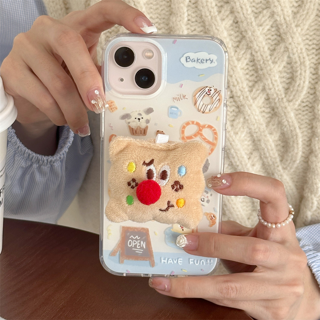 สําหรับiphone Case 16 Pro Max 15 Pro Max 14 Pro Max 13 Pro Max 12 Pro Max Double IMD BlueขนมปังรูปแบบTPU Soft Case