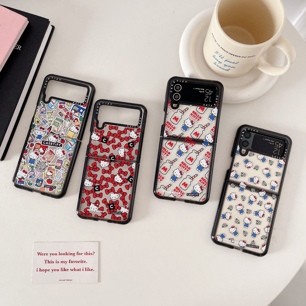 ฝาครอบ Hello Kitty 50th Anniversary เข้ากันได้กับ Samsung Galaxy Z Flip 6 Flip 5 Flip 4 Flip 3 5G เคสป้องกัน