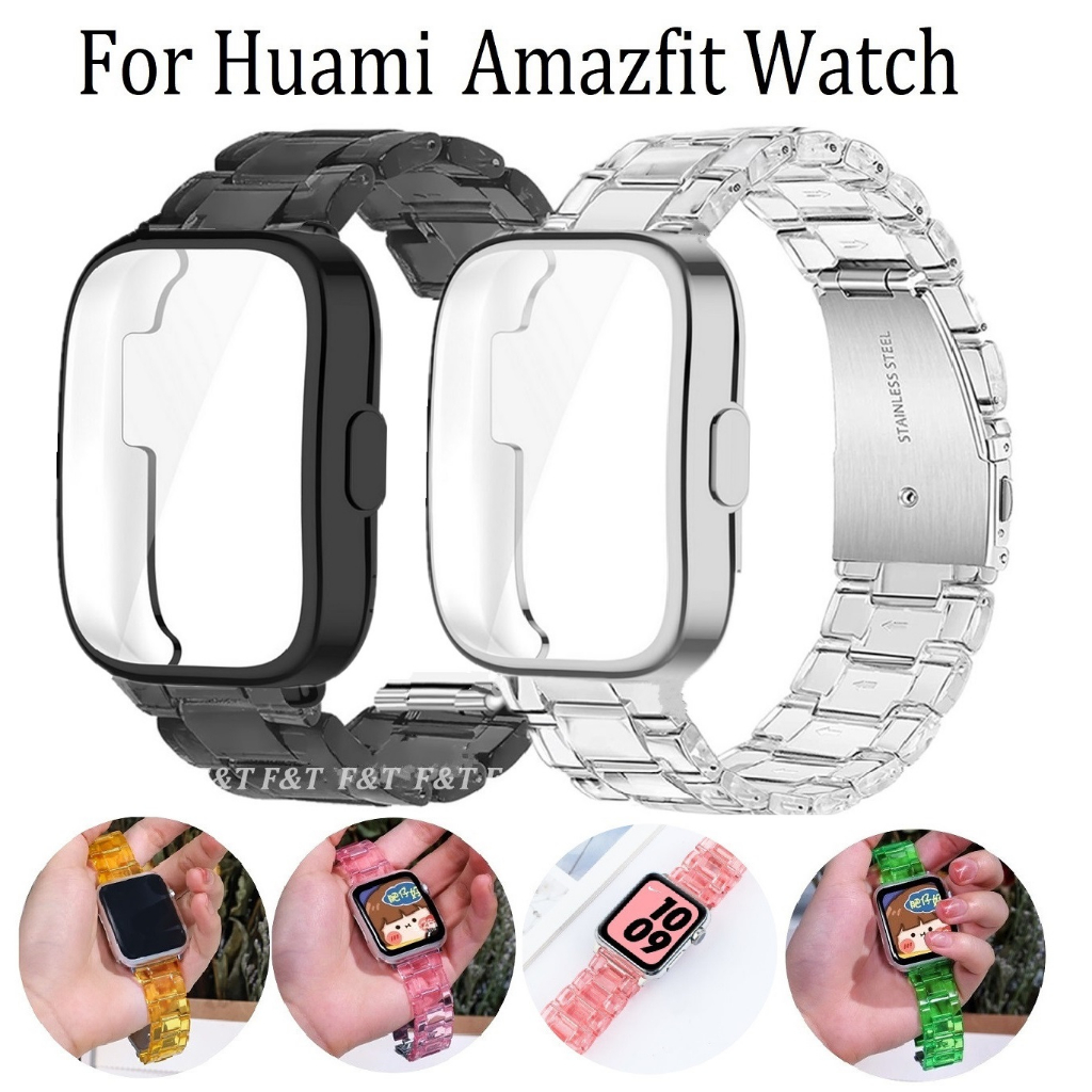 เคส+ สาย amazfit bip 5 Strap พลาสติกใส สําหรับ เคส amazfit bip 5 สาย Amazfit GTS 4 เคส Amazfit GTS 2