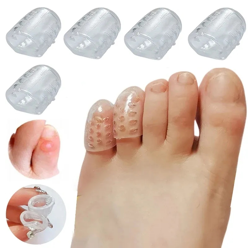 10 ชิ้นซิลิโคนใส Toe Caps Anti-Friction Breathable Toe Protector ป้องกันตุ่มหนัง Toe Caps Cover Protectors Foot Care