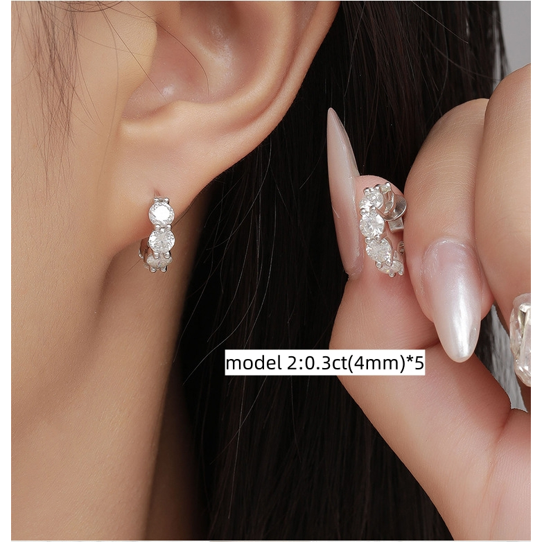 Real Moissanite ต่างหูห่วงเงินแท้ 925 ทรงกลม 3 มม. 4 มม. สีขาว หรูหรา พร้อมใบรับรอง GRA ผ่านการทดสอบ สําหรับหมั้น งานแต่งงาน งานวันเกิด