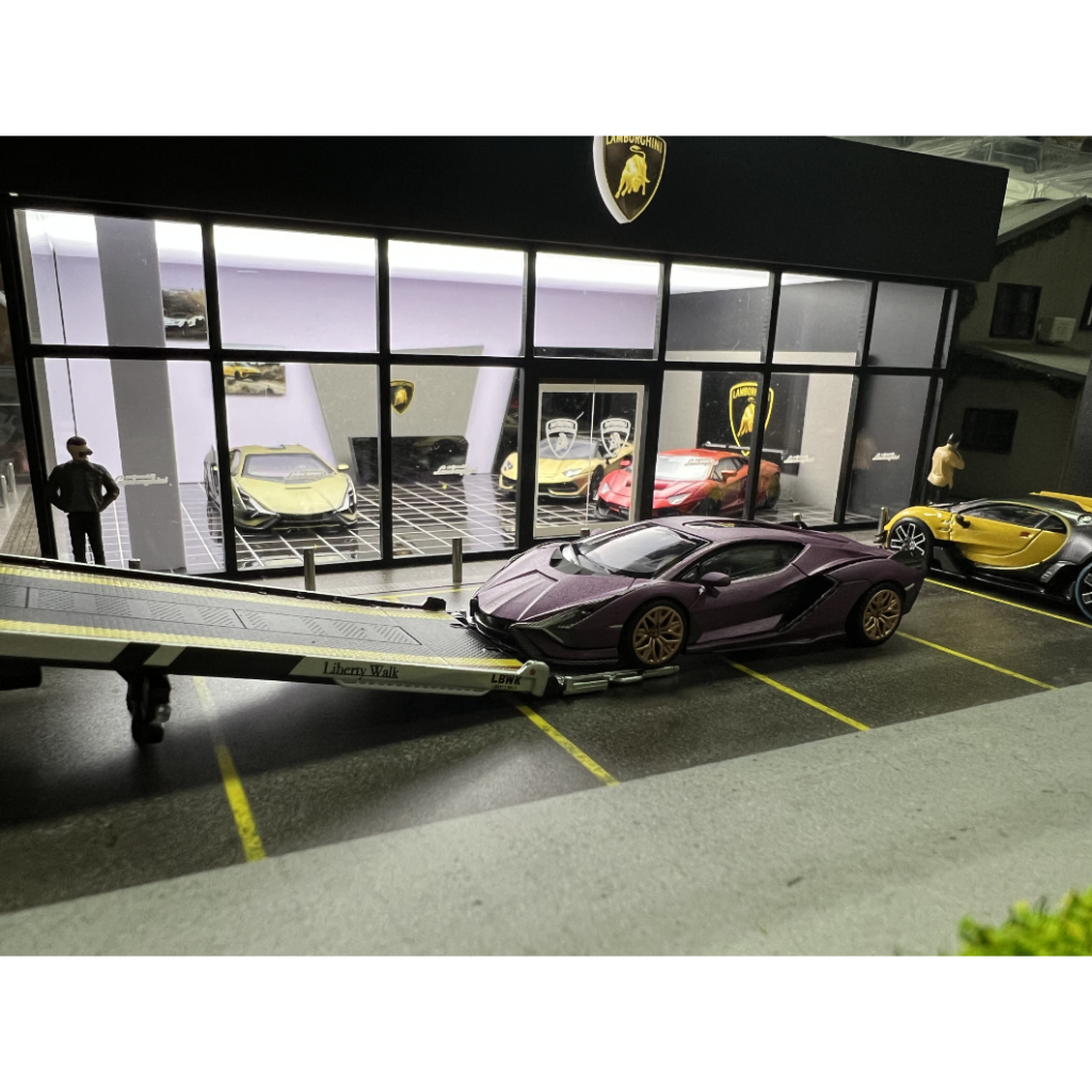 G-fans โมเดลฟิกเกอร์ McDonald's KFC 7-11 Lamborghini Porsche Exhibition Hall Apple Store Starbucks Store LAWSON Supermarket FamilyMart พร้อมไฟอินเตอร์เฟส USB สําหรับตกแต่งบ้าน
