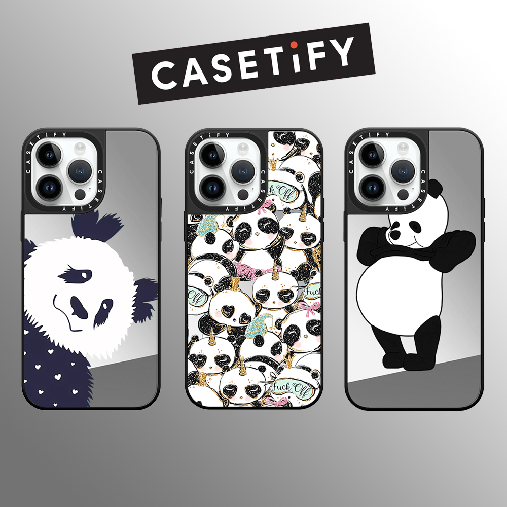 Drop proof CASETIFY Mirror phone case for iPhone 15 15Pro 15promax 14 14pro 14promax 13 13pro 13promax Side printing hard case panda 12 12pro 12promax iPhone 11 case high-quality