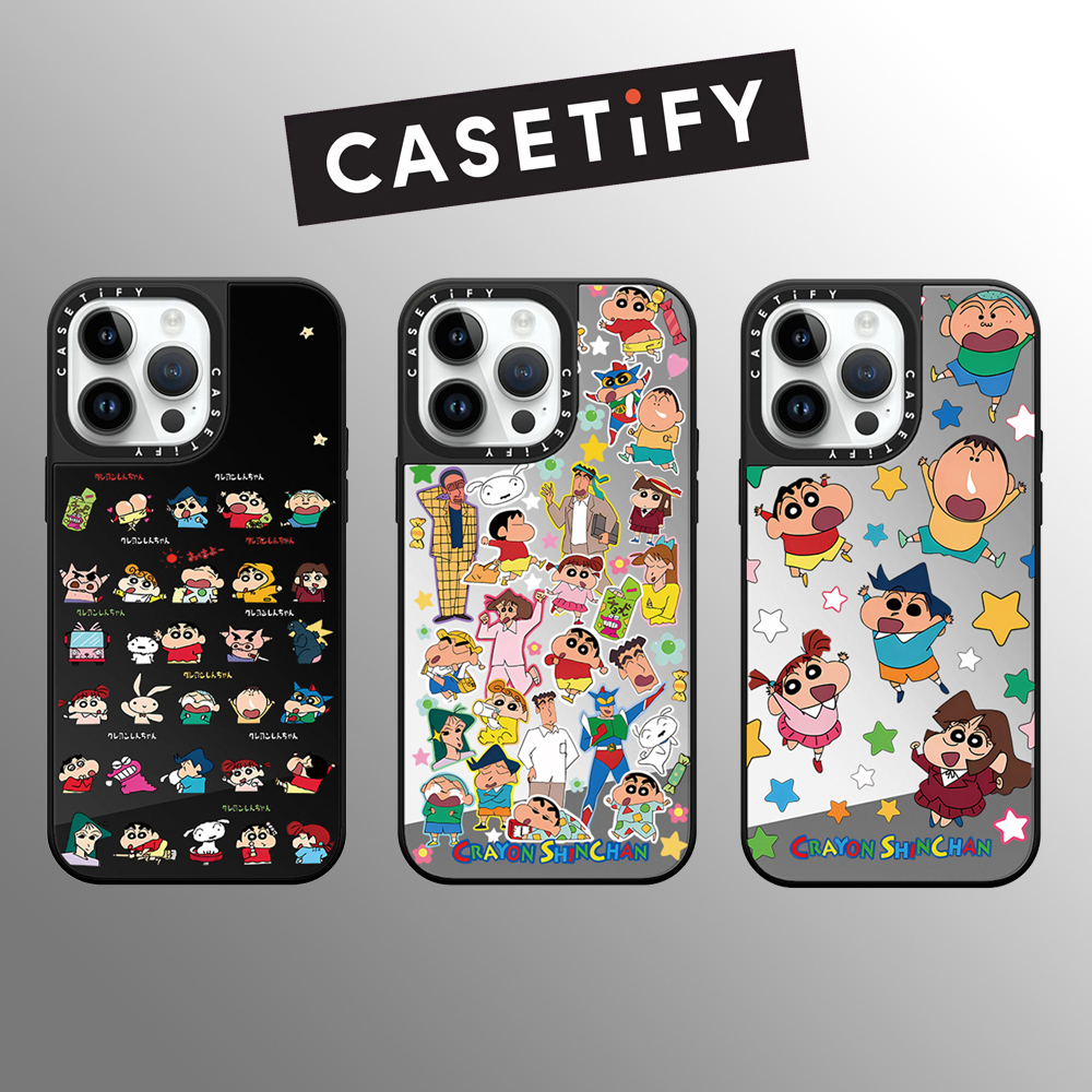 Drop proof CASETIFY Mirror phone case for iPhone 15 15Pro 15promax 14 14pro 14promax 13 13pro 13promax Side printing hard case Crayon Shin-chan 12 12promax iPhone11 case high-quality