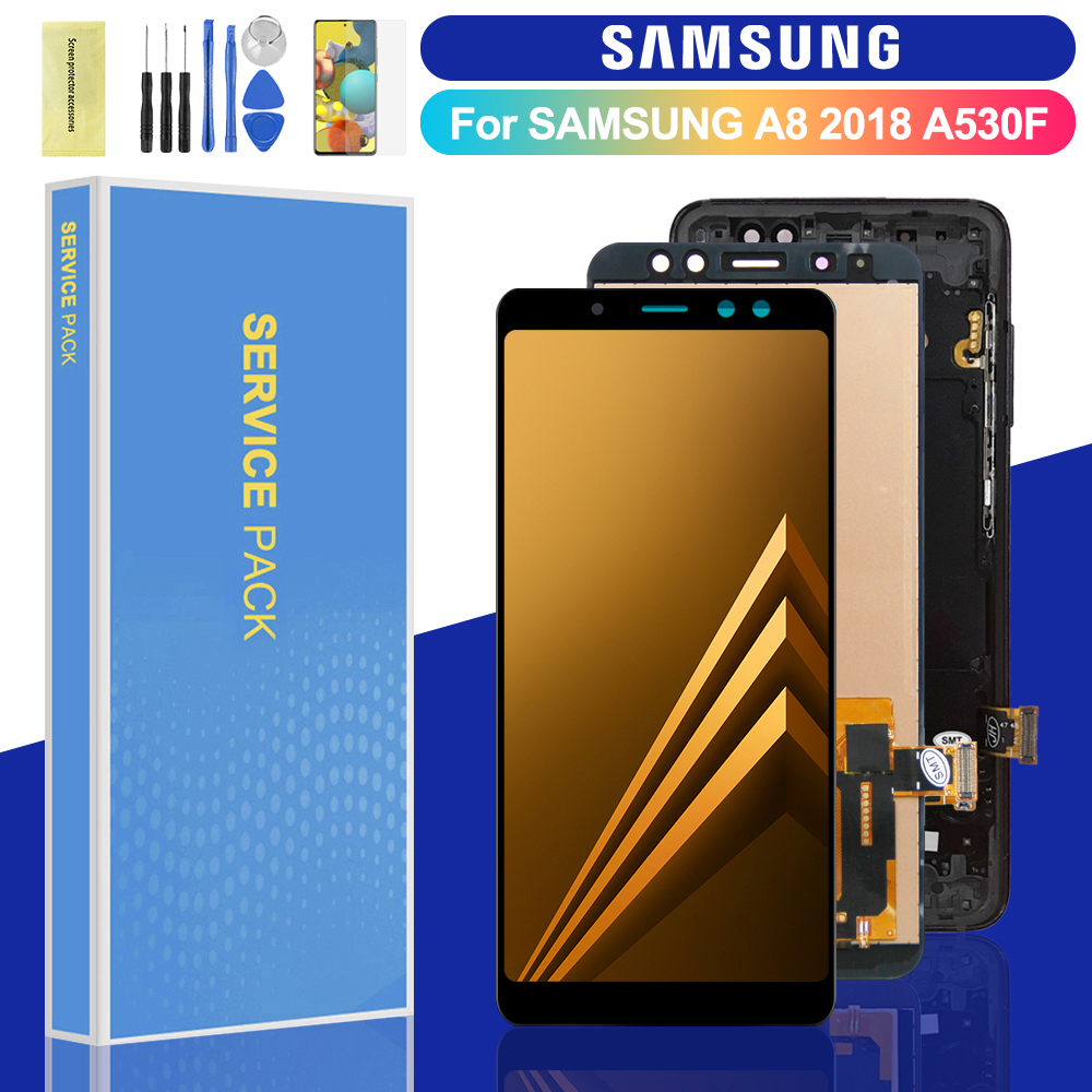 สําหรับ Samsung Galaxy A8 2018 A530 จอแสดงผล Lcd ดิจิตอล A530F A530K หน้าจอสัมผัสเปลี่ยน