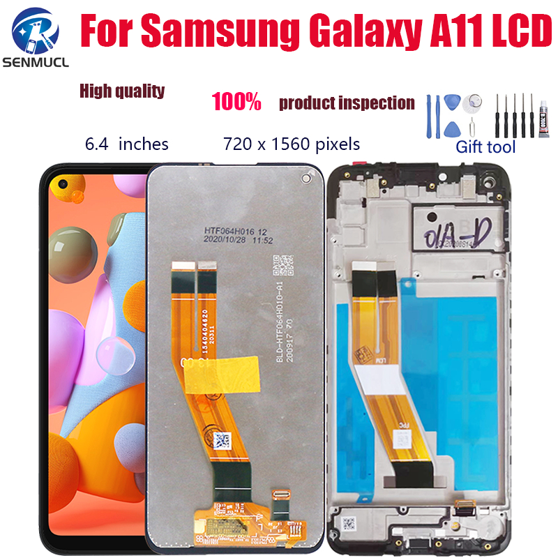 ของแท้ แผงหน้าจอสัมผัสดิจิทัล LCD พร้อมกรอบ สําหรับ Samsung Galaxy A11 A11