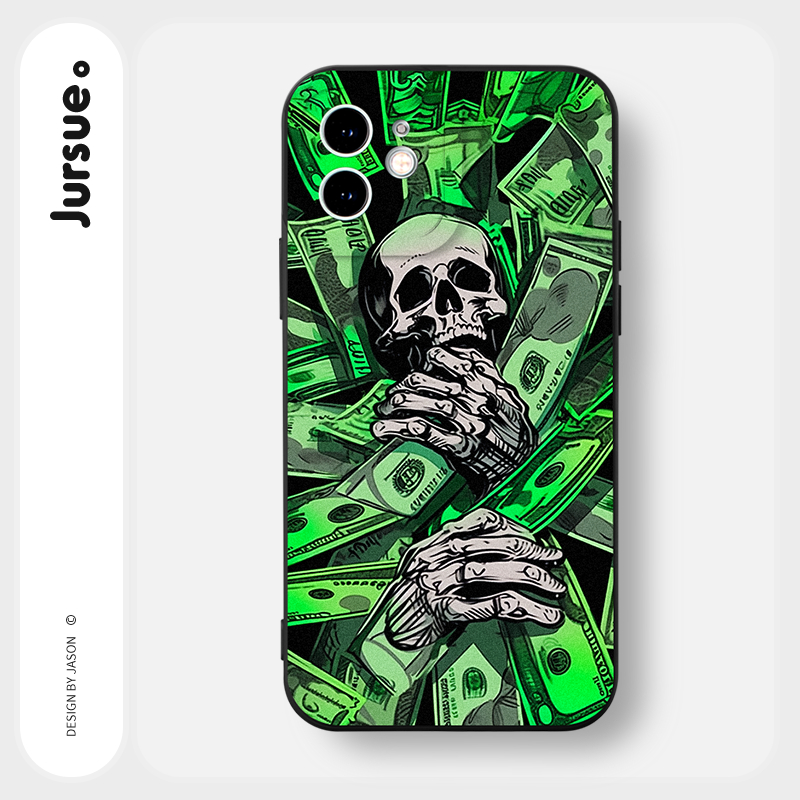 JURSUE เคสไอโฟน เคสซิลิโคนนุ่มกันกระแทกน่ารักตลก เคสโทรศัพท์ สีดำ Compatible for iPhone 16 15 14 13 12 11 Pro Max SE 2020 X XR XS 8 7 Plus พลัส Y4231