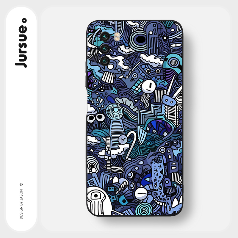 JURSUE เคสไอโฟน เคสซิลิโคนนุ่มกันกระแทกน่ารักตลก เคสโทรศัพท์ สีดำ Compatible for POCO X3 Pro GT NFC F3 F4 F5 M5 M4 M3 M2 Redmi Note 8 9 10 11 12 9S 10S Xiaomi พลัส Y4232