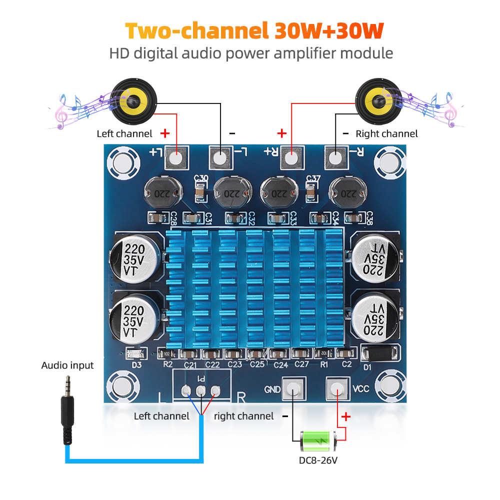 บอร์ดขยายเสียงสเตอริโอดิจิทัล 120W Dual DC12-26V CS8673 DIY 240W 2 ชิ้น ราคา ถูกที่สุด ดีลบีเคเค แกลเลอรีภาพที่ 8