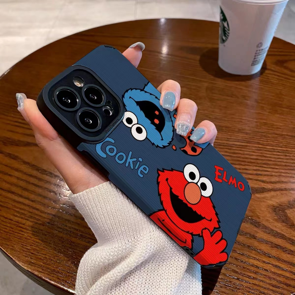 เคสโทรศัพท์มือถือหนัง ลายคุกกี้ Sesame Street น่ารัก สําหรับ iphone 15 Pro Max 14 Pro Max i14 plus 13 Pro Max i13 13pro 11 Pro Max i11 X XR Xs Max 7 plus 8 plus 12 Pro Max