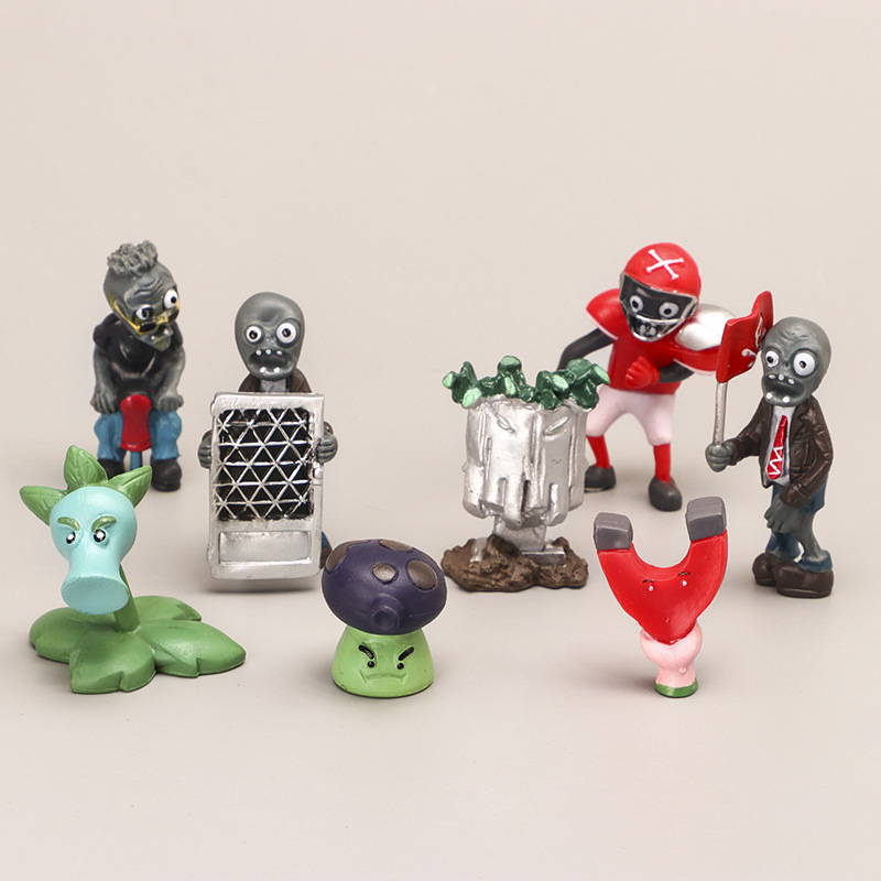 เกมพืช vs. 3-7 ซม. 8 ชิ้น / ชุด โมเดลตุ๊กตาฟิกเกอร์ PVC รูปซอมบี้ Snow Pea Grave Buster Fume-ShroomP
