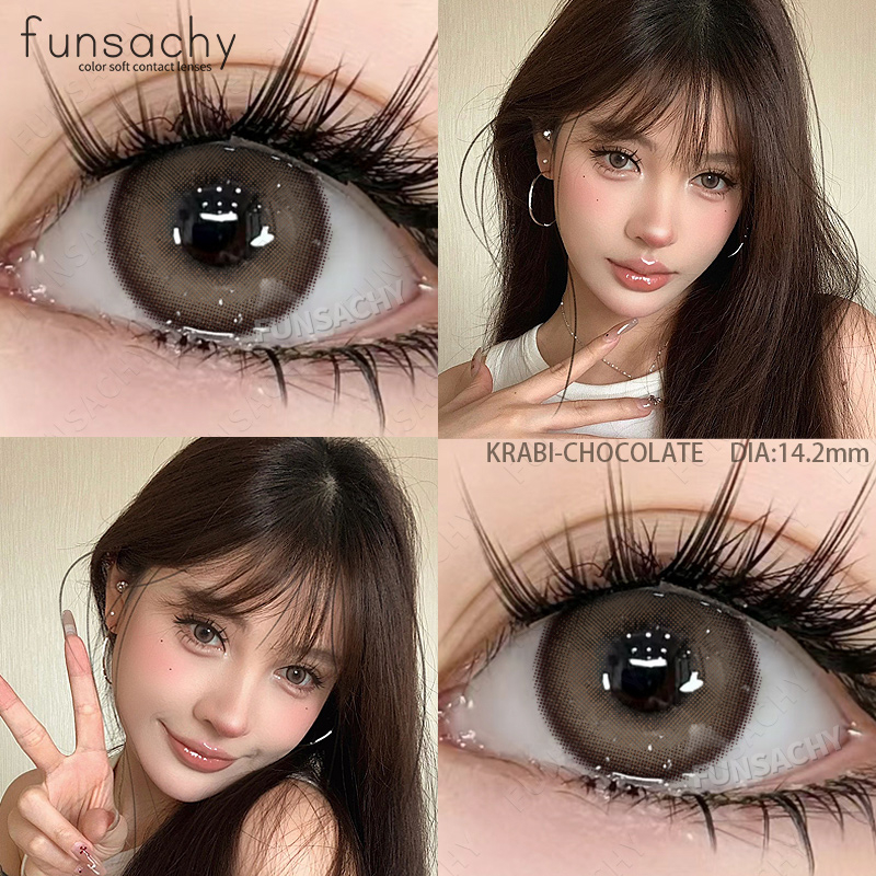 Funsachy คอนแทคเลนส์ธรรมชาติ 1 คู่ 1 ปี ธรรมชาติ ราบรื่น คอนเเทคตาหวาน ส่งไวจากไทย