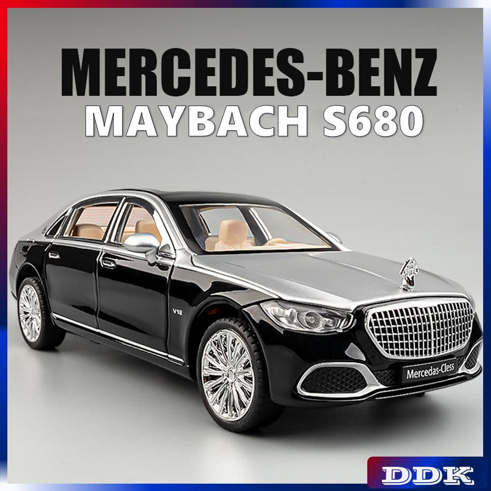 1:24 Maybach S680 Diecast รุ่นของเล่นรถเสียงแสงดึงกลับเด็กเด็กเพื่อนของขวัญวันเกิด